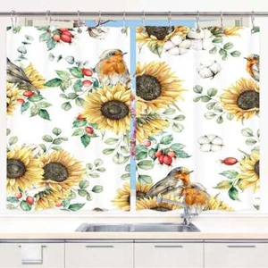 Sunflower Kitchen Curtains Window Drapes 2 Panel Set Cute Farmhouse Bohemian - Bild 1 von 10