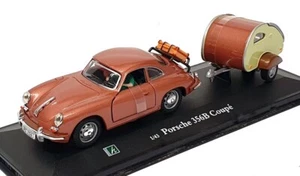 Cararama 1/43 Scale 147 - Porsche 365B Coupe With Caravan - Brown - Picture 1 of 5