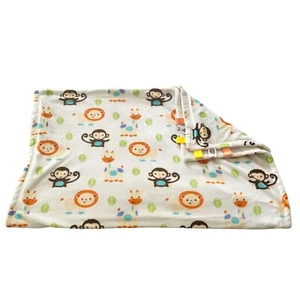 2012 Taggies Monkey Lion Giraffe Leaf Baby Blanket Cream Off White Orange Crown - Picture 1 of 4