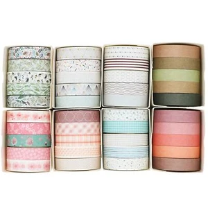 40 Rolls of Slim Washi Tape Gift Box Set Decorative Paper Tapes 10mm Wide Pastel - Picture 1 of 7