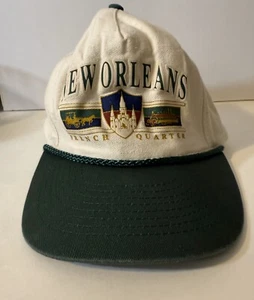 VTG New Orleans French Quarter Baseball Cap Ivory Cotton Snap Back Adjustable - Picture 1 of 7