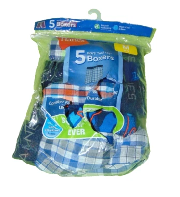 Hanes Comfort Flex Woven Boxers Underwear 5 Pack Medium Boys 10-12 - Image 1 of 2