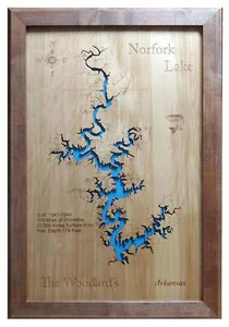 Norfork Lake, AR - Laser Cut Wood Map | Wall Art | Made to Order - Picture 1 of 8