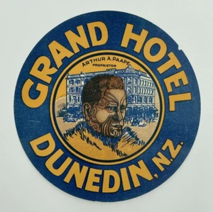 Original Rare Vintage Luggage Label / Sticker Grand Hotel Dunedin New Zealand - Picture 1 of 2