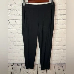 Eileen Fisher Black Slouchy Viscose Stretch Jersey Pant Elastic Waist Pockets PS - Picture 1 of 9