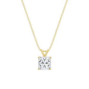 Collar de diamantes cultivados creado en laboratorio corte princesa IGI F/VS 1,25 quilates oro amarillo de 18 quilates - Imagen 1 de 2