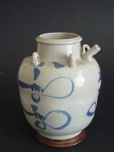 Ming Dynastie blau und weiß Drachen Muster Topf 明代青花文字四系罐 - Bild 1 von 12