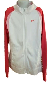 Nike Performance Girls Warm Up Full Zip White & Pink Track Jacket Size L 14/16 - Picture 1 of 6