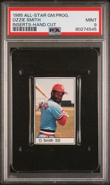 1985 All-Star Game Program Inserts Ozzie Smith graded PSA 9 Mint Pop. 5 - Image 1 of 1