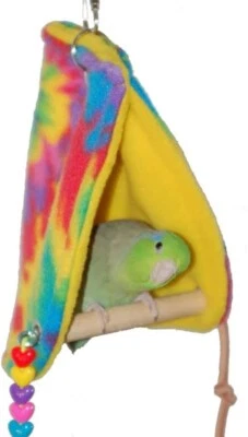SUPER BIRD CREATIONS Sheltering Peekaboo Perch Tent SM Birds And Parrots Snuggle Hut with Beads bell