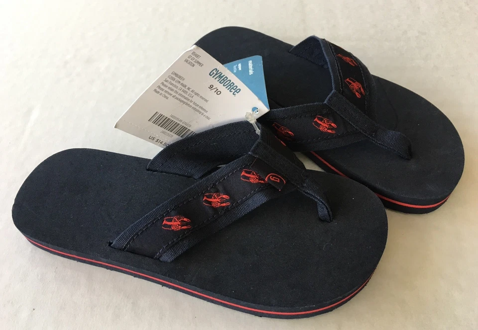 Sandalias chanclas Gymboree lavadas con sal talla 9/10 azul marino y rojo langosta nuevas con etiquetas Foto 1 de 1