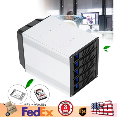 Gabinete de disco duro jaula de intercambio en caliente 5 bahías 3 x 5,25" bahías de unidad 5x SATA 3,5"/2,5" Sas HDD Foto 1 de 4
