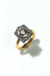 Handmade Natural Polki Pave Diamond Ring 925 Sterling Silver Victorian Jewelry - Picture 1 of 12