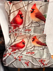 SET COPRICUSCINI LANCIO TEMA CARDINALE SCENA INVERNALE UCCELLINO SU RAMO DI NEVE - Foto 1 di 10