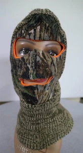 Orange & Realtree Camo Fleece Knit Reversable Balaclava Face Mask Hood Headcover - Picture 1 of 12