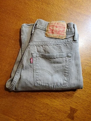 Levis 501xx 27x28 Beige White Oak Cone Denim Jeans Straight Leg Button Fly - Image 1 of 4