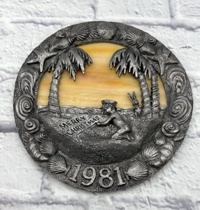 Piatto natalizio costiero Michael Ricker 1981 decorazione parete peltro 3503 - Foto 1 di 5