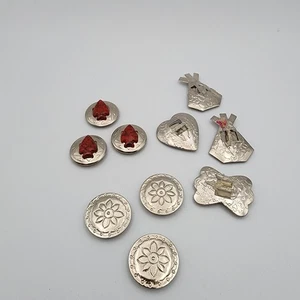 Vtg Native Southwestern Style Button Covers Arrowhead Silver Tones Lot of 10 - Picture 1 of 7