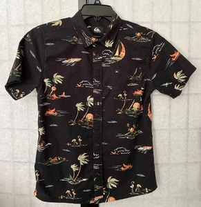 Quiksilver Boys M Tropical Camp Shirt 100% Cotton Surf Beach Theme - Picture 1 of 10