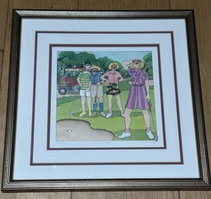 Francis Greenberg print “ Sand Trap” signed numbered framed matted 15 x 15” - Picture 1 of 10