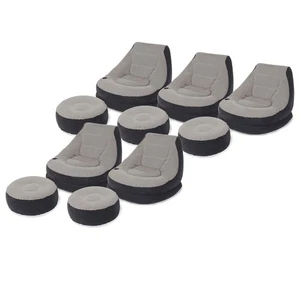 Intex Inflatable Ultra Lounge Chair With Cup Holder & Ottoman Set, Gray (5 Pack) - Picture 1 of 8