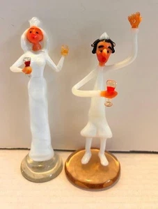Par de estatuillas de vidrio para boda judía de novia novio hechas a mano fabricante de Rusia desconocido Nuevo de Lote Antiguo - Imagen 1 de 3