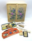 Vintage Floral Straw Sewing Box LOADED Haband Watson Milward Reliance Bestmaid