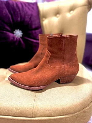 Botas de Vaquero Saint Laurent Gamuza Castaño - Botas al Tobillo de Lujo Poco Usadas 37.5 Foto 1 de 4