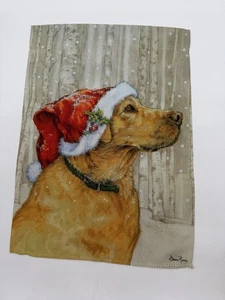 House Flag Yellow Lab Dog Wearing a Santa Hat Yard Garden Flag Donna Race Art - Picture 1 of 7