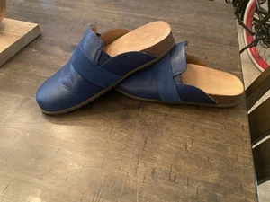 VIONIC Shoes Womens 10 Blue Leather Suede Strap Ambrosia Slip On Mule Orthaheel - Picture 1 of 4