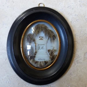 HERVORRAGENDE ANTIKE FRANZÖSISCHE SENTIMENTALE TRAUER HAARKUNST datiert 1904 - Bild 1 von 9