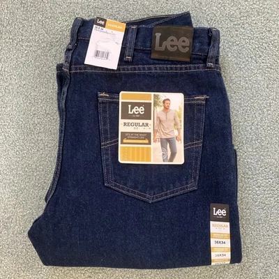 NWT Men’s Lee Regular Fit Pepperwash Straight Leg Dark Blue Jeans Size 36”x34” - Image 1 of 4