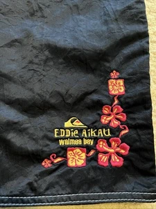 QUIKSILVER EDDIE AIKAU WOULD GO WAIMEA BAY HAWAII FINALES DE LOS 90 36” PANTALONES CORTOS DE SURF NEGROS - Imagen 1 de 6