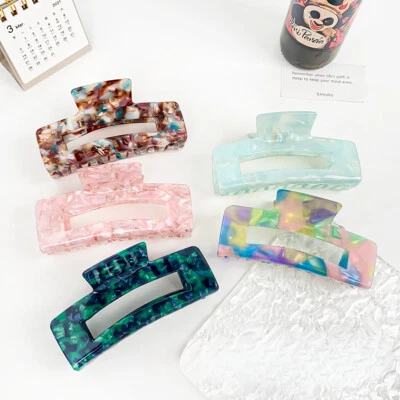 Pinzas para el cabello con garra pasador grande abrazadera de mariposa forma cuadrada accesorio retro elegante Foto 1 de 4