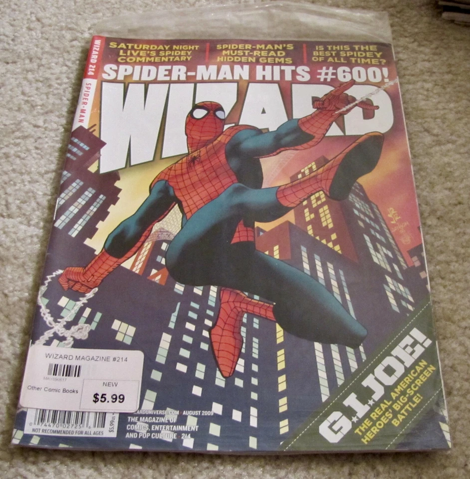 Wizard Magazine 214 Sealed Polybag Spider-Man G I Joe Saturday Night Live More - Image 1 of 2