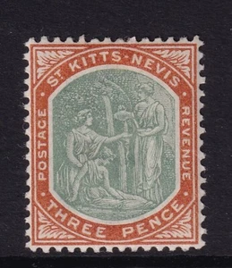 ST KITTS-NEVIS EDVII SG5, 3d deep green & orange, Mounted MINT. Cat £25. - Picture 1 of 2