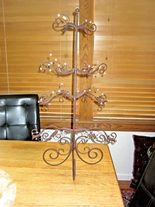 CHRISTMAS ORNAMENT TREE-BROWN METAL- W CLEAR BALLS-ORG BOX-AWESOME! - Picture 1 of 11