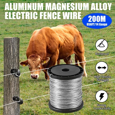 656 ft 14 Gauge Electric Fence Wire 200M Aluminum Magnesium Alloy Wire Durable - Image 1 of 4