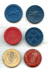 VINTAGE ~ ASST. COLLECTION OF POKER CHIPS ~ 6 PCS. - Picture 1 of 1