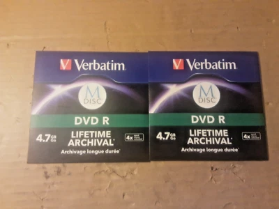 2x VERBATIM DVD R LIFETIME ARCHIVAL 4.7GB GO M-DISC 4X - Image 1 of 4