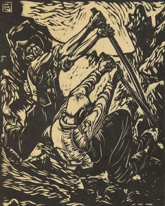 Lothar Sperl 1910-1987 Traunreut / Holzschnitt 1934 "Steinbrecher" Böhmerwald - Picture 1 of 22