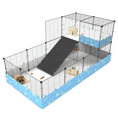 Jaula para animales pequeños para conejillo de indias, corralito hábitat interior con tapete impermeable Foto 1 de 4