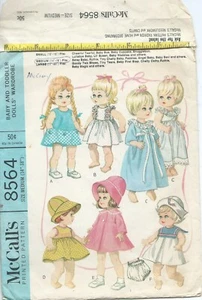 M 8564 sewing pattern DOLL CLOTHES vintage 1966 Dresses Nightgown Robe Hats CUTE - Picture 1 of 1