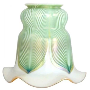 Lámpara de Pluma Tirada Verde American Quezal Art Nouveau c.1910 - Imagen 1 de 14