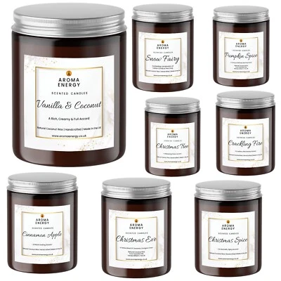 Scented Christmas Candles Wood Wick Essential & Fragrance Oils Vegan Gift Home - Image 1 of 4