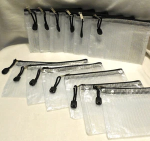 12 Plastic Mesh Pouch Waterproof Tear-Resistant Pencil Documents Cosmetic Travel - Picture 1 of 4