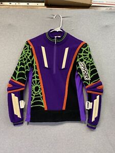 VTG Wool Spyder Padded US Ski Team Sweater Sweatshirt Purple Orange Green Web XS
