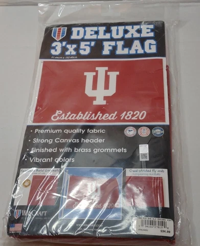 New WinCraft Indiana Hoosiers Fabric Deluxe 3 ft x 5 ft (91.44cm X 152.4cm) Flag Cover