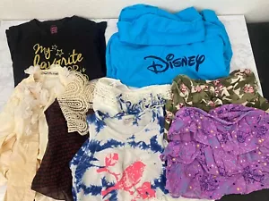 Girls Lot Bundle Of 8 Sz M Disney Hoodie 365 Kids Skirts Faded Glory Shirt UT - Picture 1 of 9