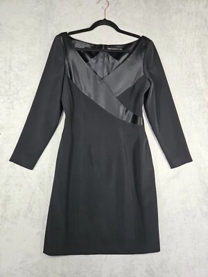Tahari Elegant Black Satin Front Wrap Lined Dress Size 12 Excellent Condition! - Image 1 of 4